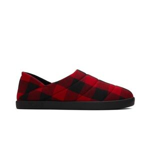 TOMS Men's Red and Black Plaid Shoes